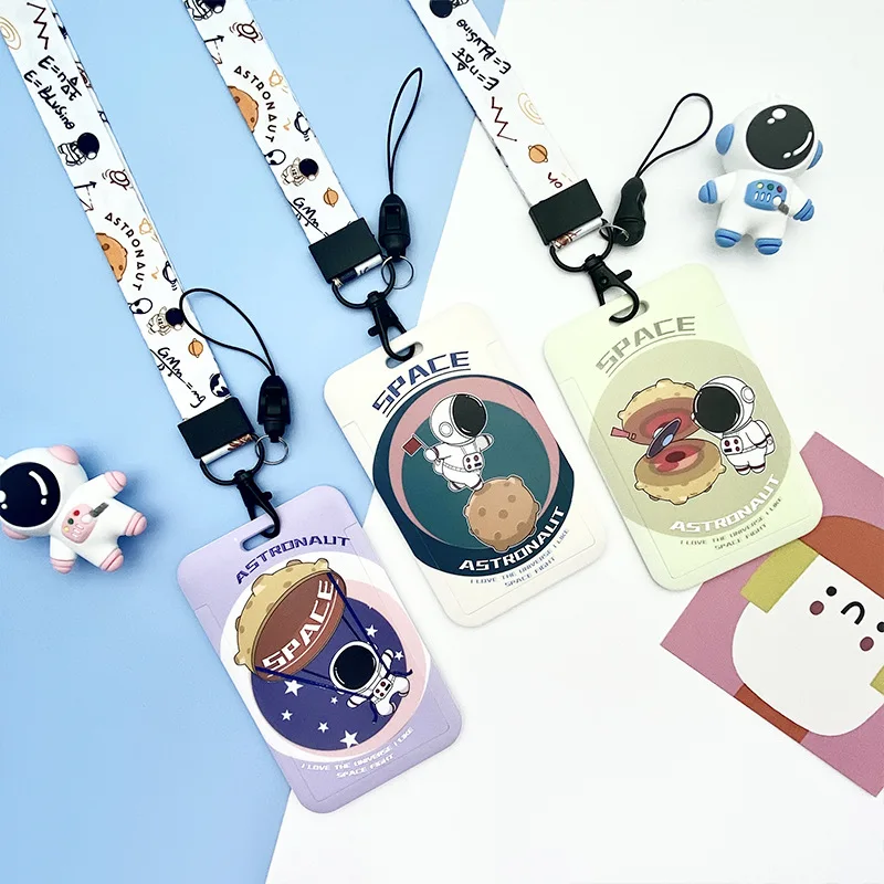

1 Pcs Space Astronaut Cartoon Card Holder Campus Access Control Student Card Bus Card Game Card Protective Cover