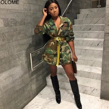 Hot Sale Plus Size Camouflage Print Coat 4XL 5XL Woman Cargo Coats Outwear Pockets Letter Long Sleeves Jackets Autumn