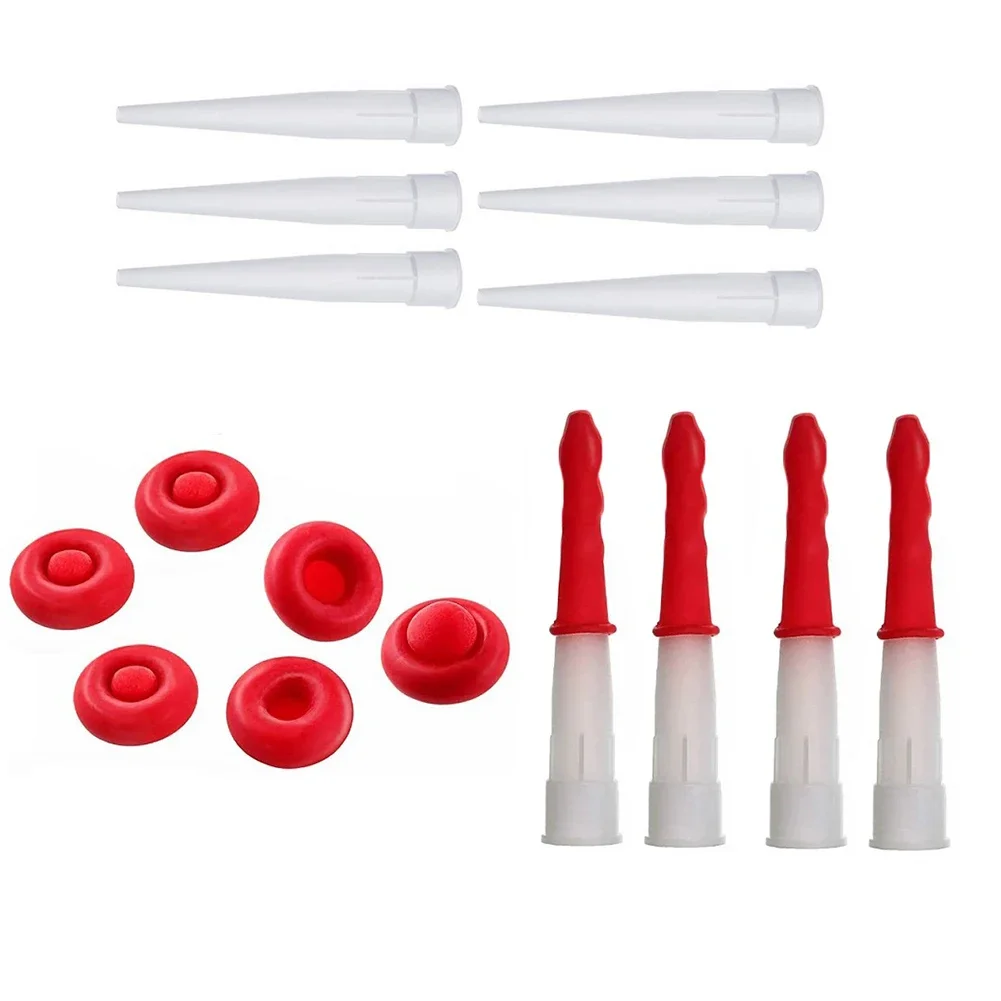 10 Set Caulking Nozzles Cap Red Caulk Saving Caulk Glue Tip Sealing Cap For Sealing And Preserving Leakproof Sleeve Tool