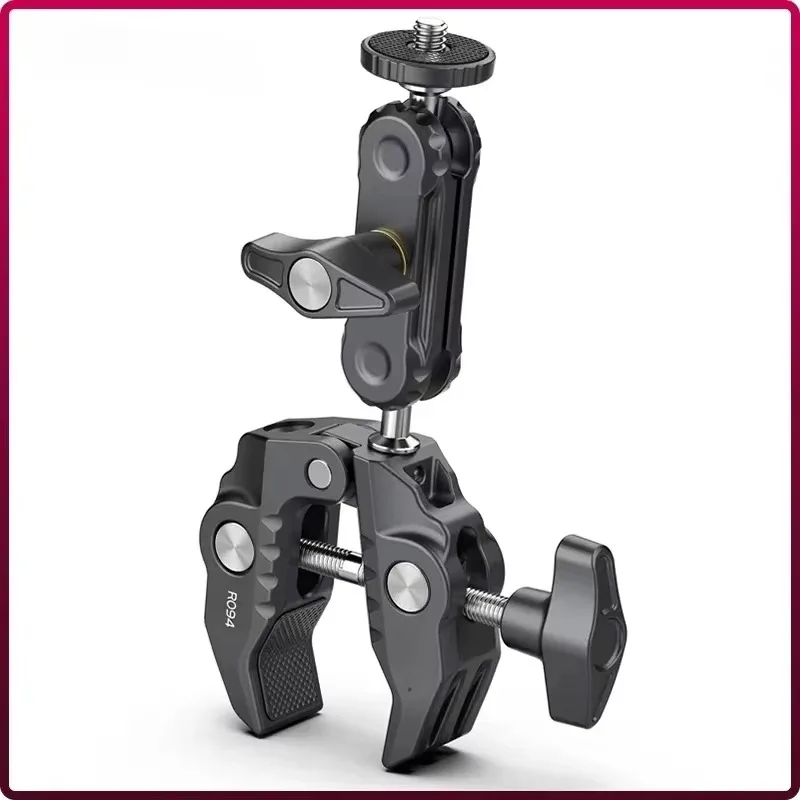 U-lanzi R094 DSLR 카메라 모니터 라이트 마이크 마운트용 1/4 3/8 구멍이 있는 이중 볼 헤드 매직 암 클램프가 있는 금속 슈퍼 클램프