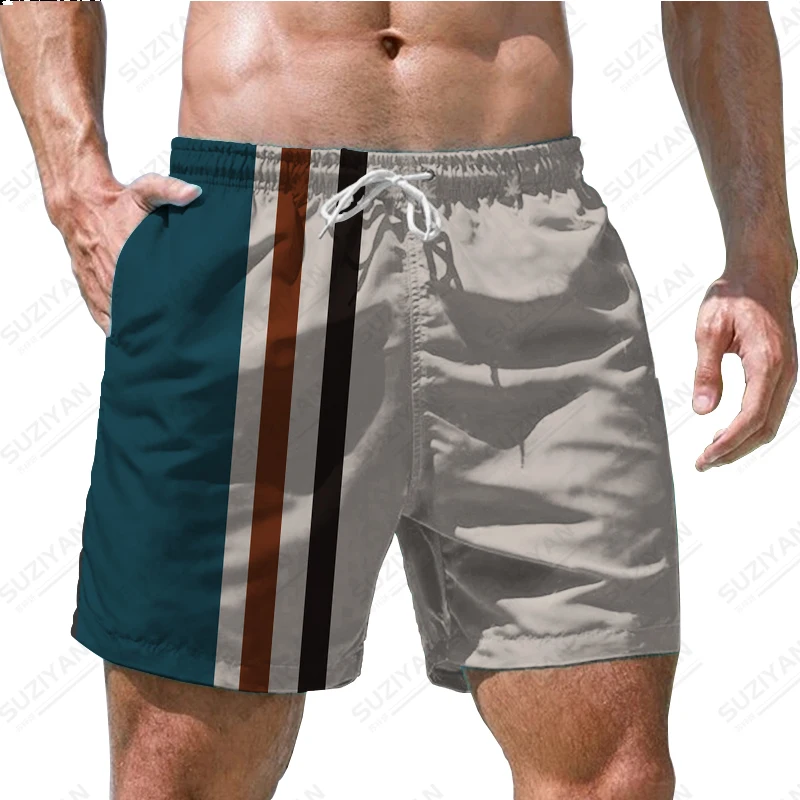 Summer-New-Men-s-Shorts-Beach-Pants-Solid-Stripe-3D-Print-Hawaiian ...