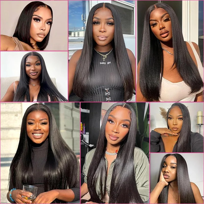 Princess Hair Straight 13X5 Lace Frontal Wigs For Women Brazilian 100% Human Hair Wig Tranparent Lace Pre plucked Natural Black - Image 6