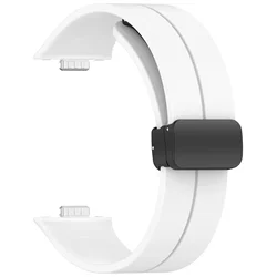 Magnetic Folding Buckle Silicone Smart Watch Wristband Bracelet Accessories for Huawei Fit 4pro (White)