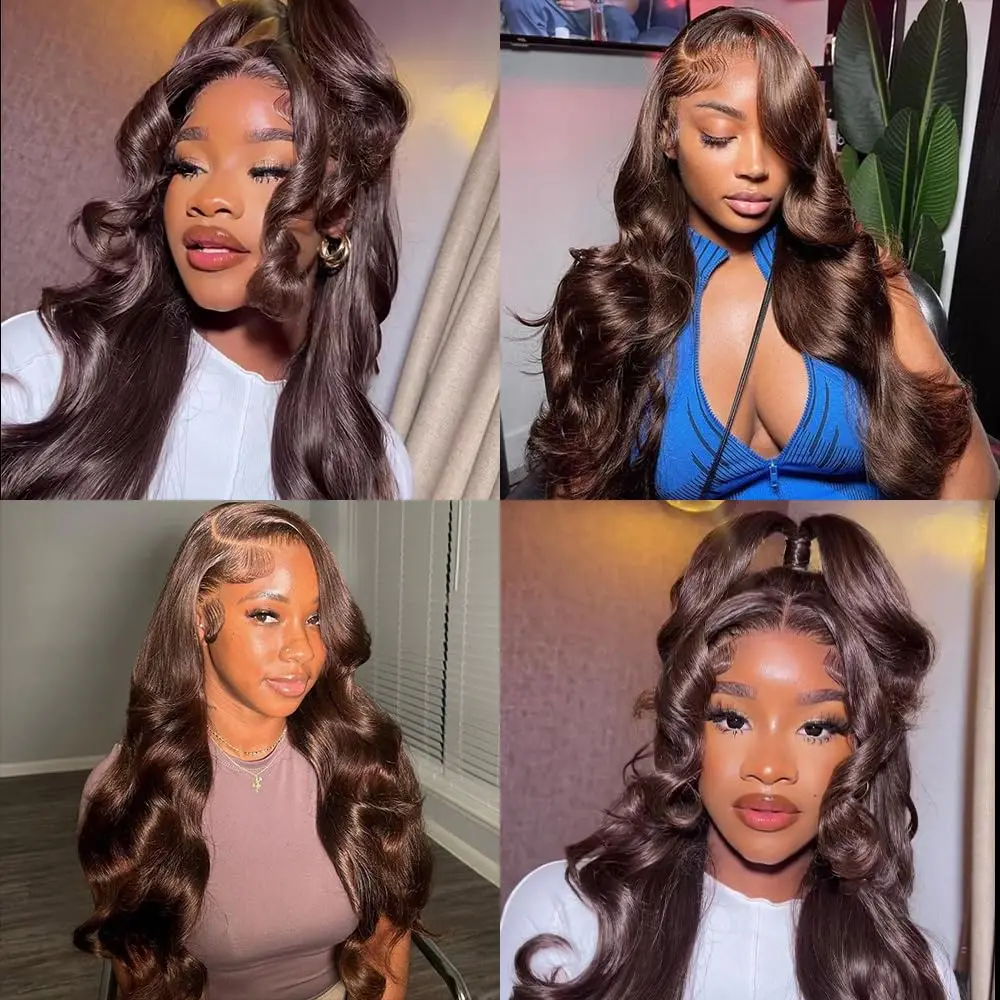 Chocolate Brown Human Hair Bundles Body Wave Brazilian Remy Weave Extensions 10-30 Inch