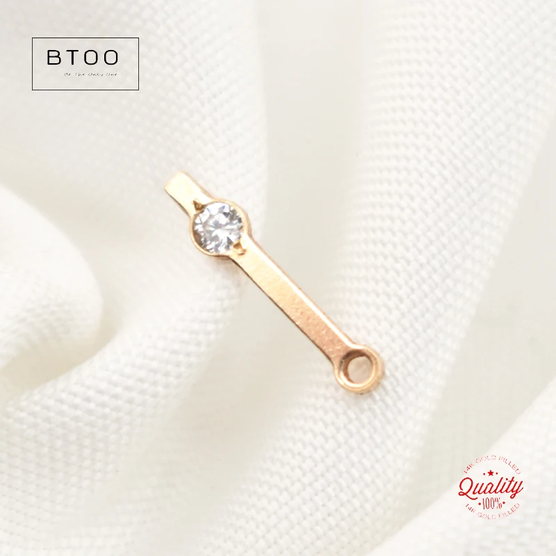 Echter 14K Gold gefüllter Streifenform Charm Zirkon Verbinder Anhänger für Halskette DIY Schmuck anlaufgeschützte Schmuckzubehör – Detail 10