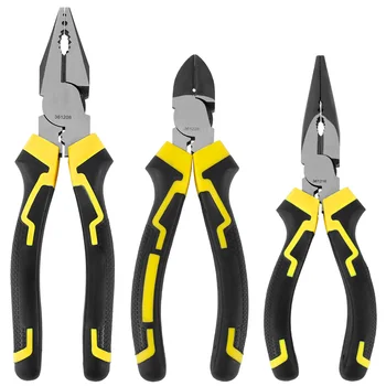 3set High Carbon Steel Pliers ,Cable Wire Cutting Pliers with Soft Grip Handle 6" Spiked Pliers Hand Tool 1