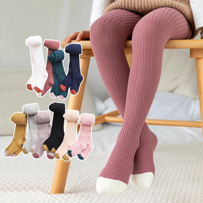 

0-8T Kid Girl Tights Baby Stockings Autumn Baby Tights Winter Warm Child Pantyhose Cotton Pants Candy Color Cute Girls trousers