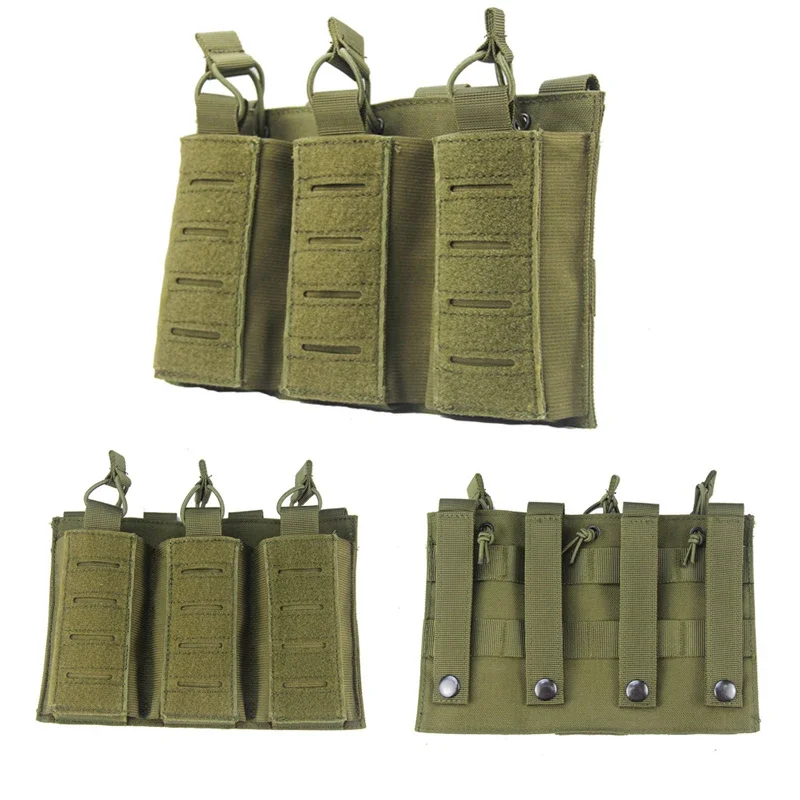 

Tactical Molle Pouch Elastic Magazine Bag Open-Top Triple Mag Pouch Military Holder Carrier for M4 M14 M16 AK AR Gear