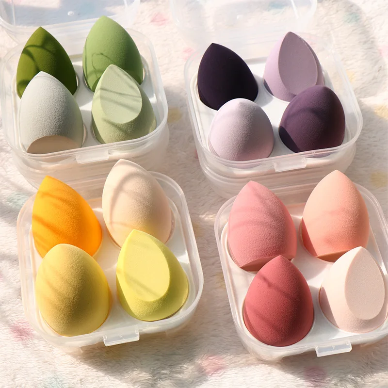 

4pcs Makeup Dry And Wet Combined Beauty Cosmetic Ball Foundation Powder Puff Bevel Cut Make Up Sponge Tools