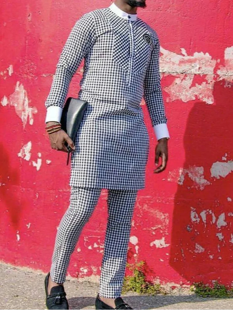 Men's luxury fashion casual print two-piece set