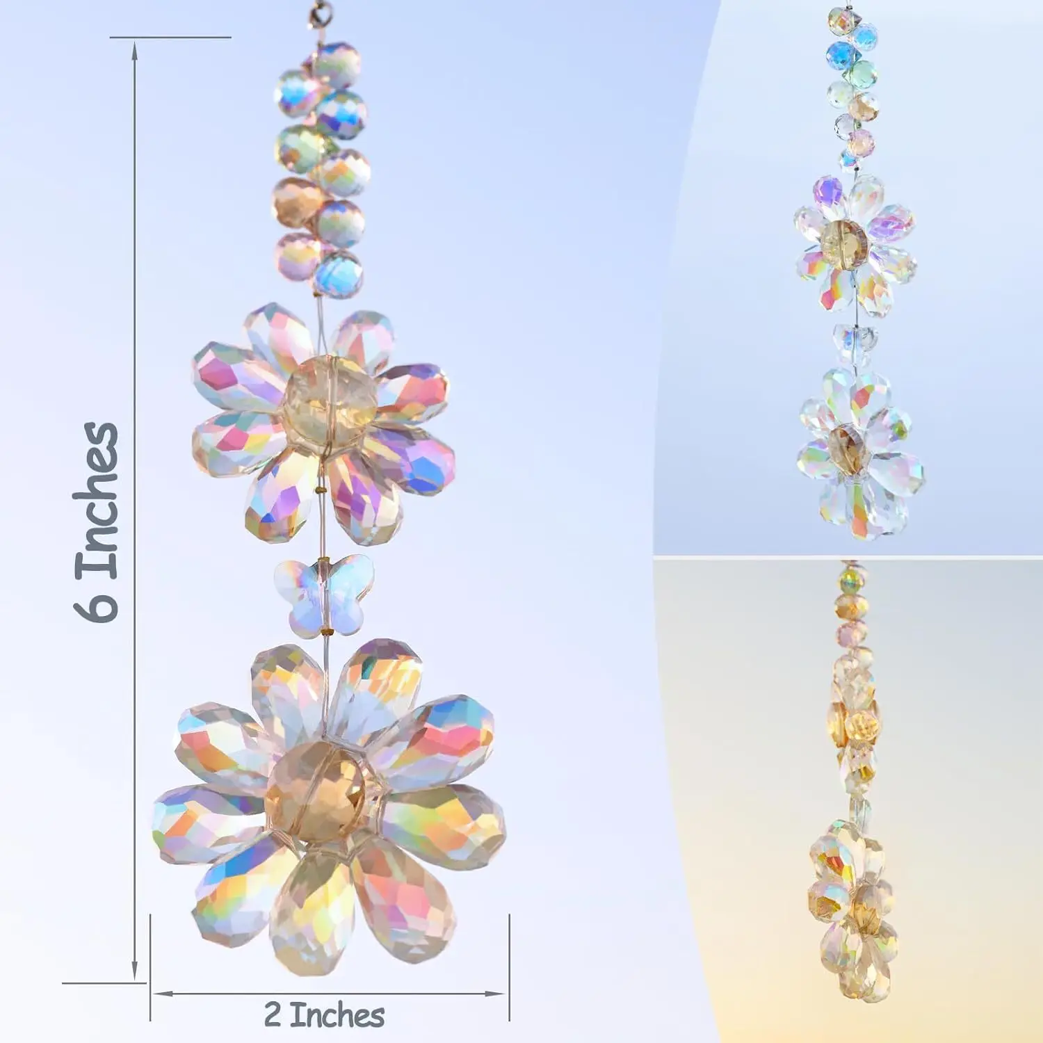 Crystal Flower Suncatcher Window Hanging Ornament Rainbow Maker Sun Catcher Indoor Outdoor Patio Garden Decor Crystal Gift
