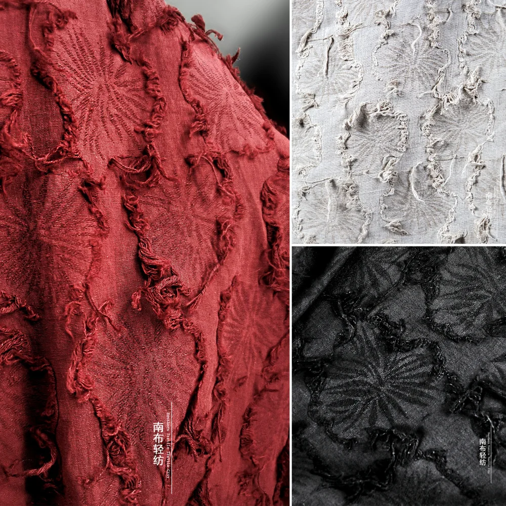 

Темно-кисточка помытая состаренная жаккардовая ткань 65% хлопок 35% льняная текстура одежда дизайнерская Ткань DIY Швейные аксессуары материал