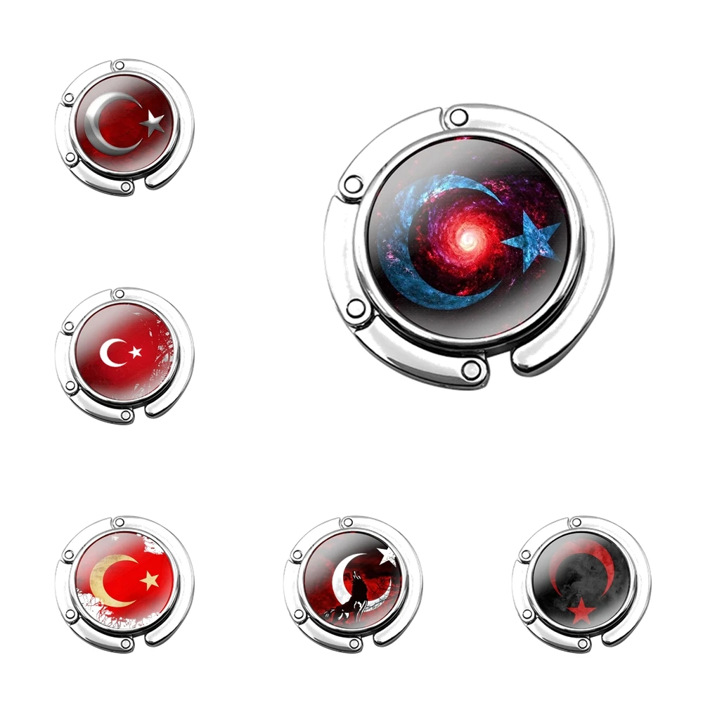 

Fashion Creative Design Cartoon Turkey Flag Foldable Purse Hook for Women's Table Handbag Storage Folding Decor Table Hook