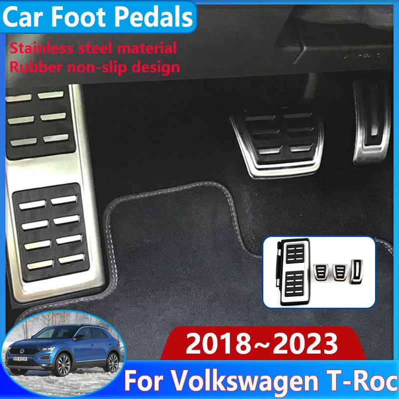 For Volkswagen Vw T-roc Accessories 2018~2023 Troc T Roc Car Foot Pedals  Non-slip Rubber Restfoot Stainless Steel Pad Protection - Pedals -  AliExpress