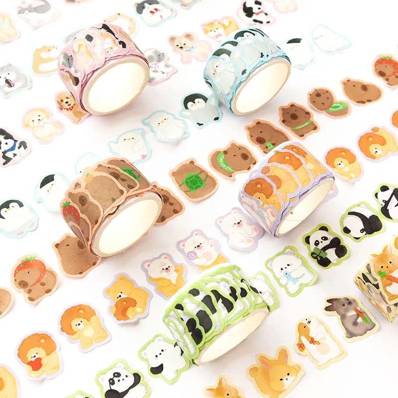 Pre-Cut Animals Washi Tape Set Cute Kawaii Cat Rabbit Panda Dog Penguin Decorative Masking Label Stickers For Arts DIY Crafts adhesive tape washi tape adhesive tapes masking tape decorative tape decoration tape decoration stickers