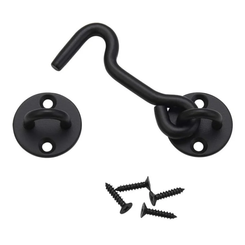 Edelstahl 3''/4"/6"/8"/10" Privatsphäre-Haken und -Öse mit Schrauben Schwarz Silber Scheunentor-Verschluss Einfach zu Bedienender Fenster-Windhaken – Detail 4