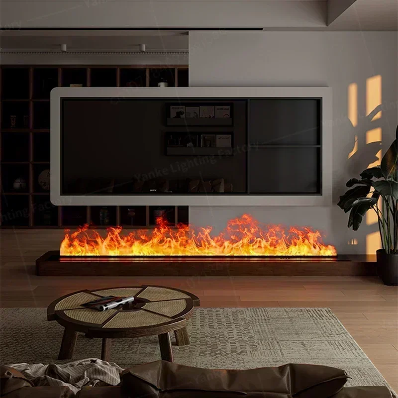 3D Water Electric Fireplace Remote Control APP Mist Fireplace Embedded Realistic Mist Flame Interior Decoration Steam