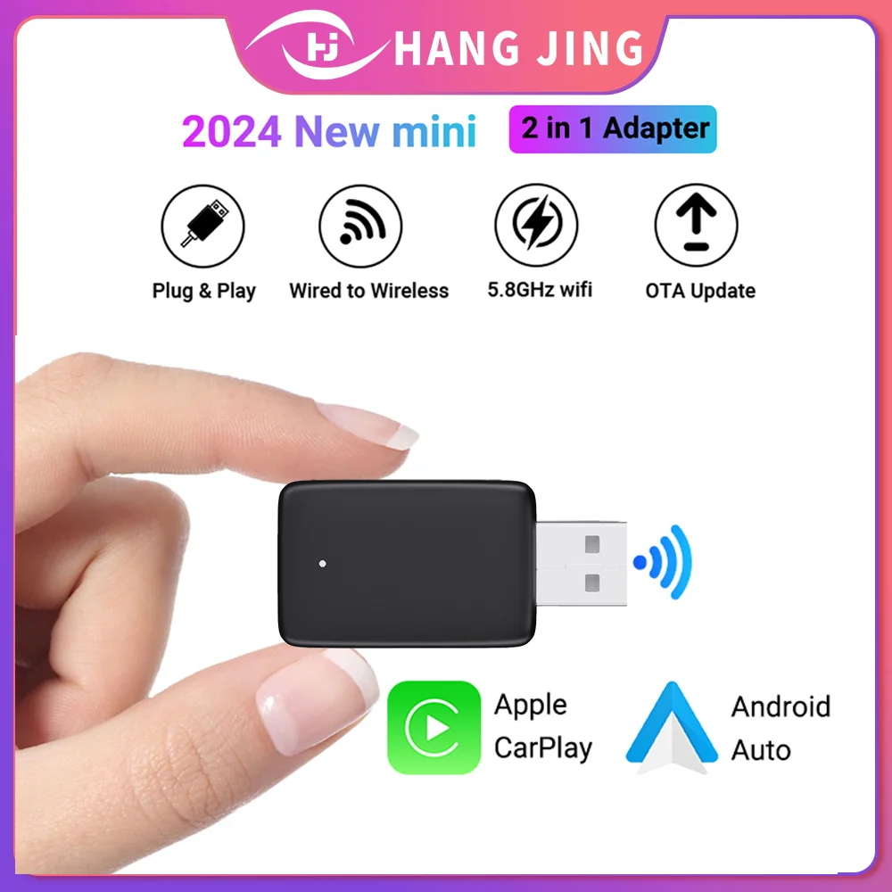 5-in-1 Wireless CarPlay Adapter Support Netflix/YouTube/TF, Wireless Android Auto & Carplay Adapter With USB-A/USB-C Cables, Convert Wired To Wireles Apple Dongle, Magic Video Box Car Play For IPhone