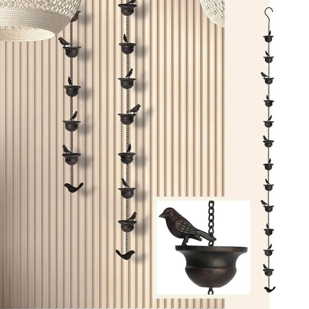 2.4M Mobile Birds Outdoor Rain Chain Outdoor Hanging Decorative Chain Rainwater Collection Drainage System Decoration Lanyards