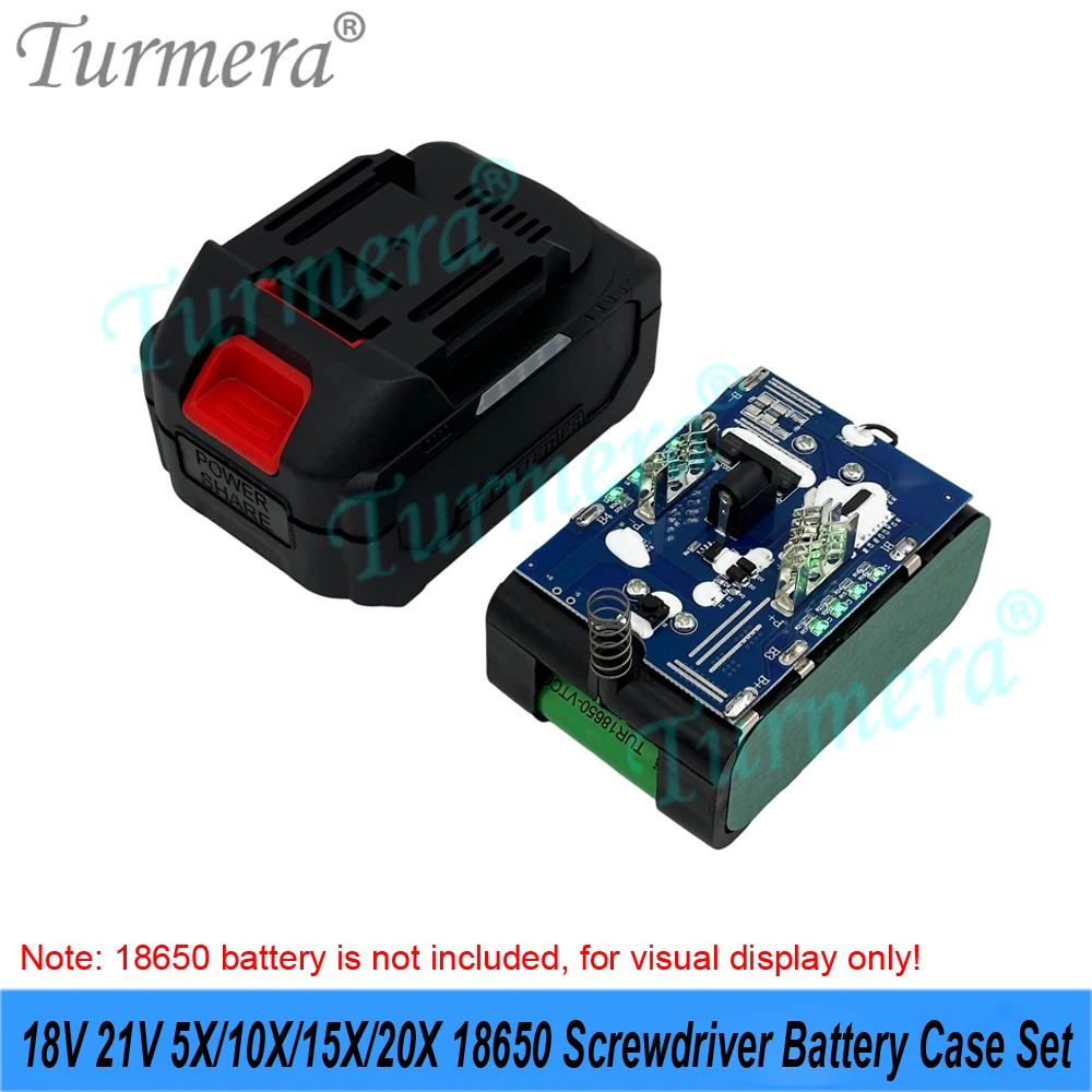터메라 뉴 5X 10X 15X 20X 18650 코어 18V 21V 스크류드라이버 배터리 케이스 세트 35A 최대 130A BMS LED 디스플레이 DIY 18V 마키타용