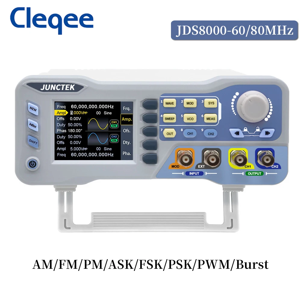 

JDS8080 80MHz 60MHz Function Arbitrary Waveform Generator Dual Channel Signal Source 275MSa/s 14bits Frequency Meter