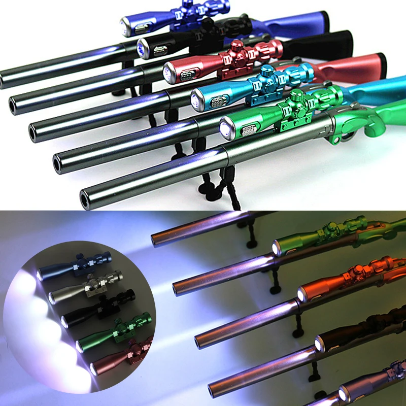 

Creative Rifle Gun Shape LED Light Gel Pen Black Refill Pen Stationery School Supplies