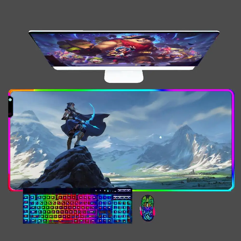 

Ashe League Of Legends RGB Mouse Pad Larger XXL 900x400 Speed Computer Keyboard LED Desk Mat Gaming Accessories Rubber Mousepad