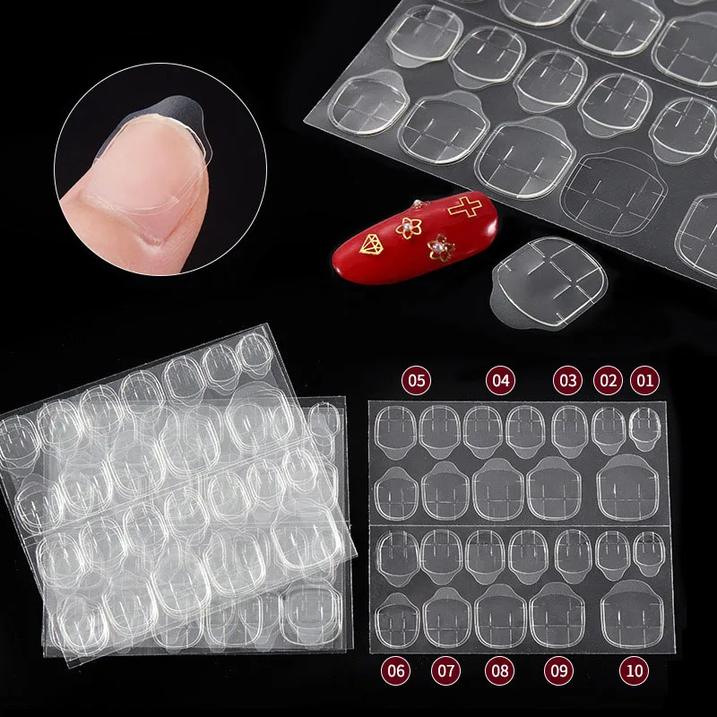 Nail Glue 10 Sheets Double Sided Nail Glue False Nails Accessories Reusable Adhesive Fake Nails Sticker Manicure Tools