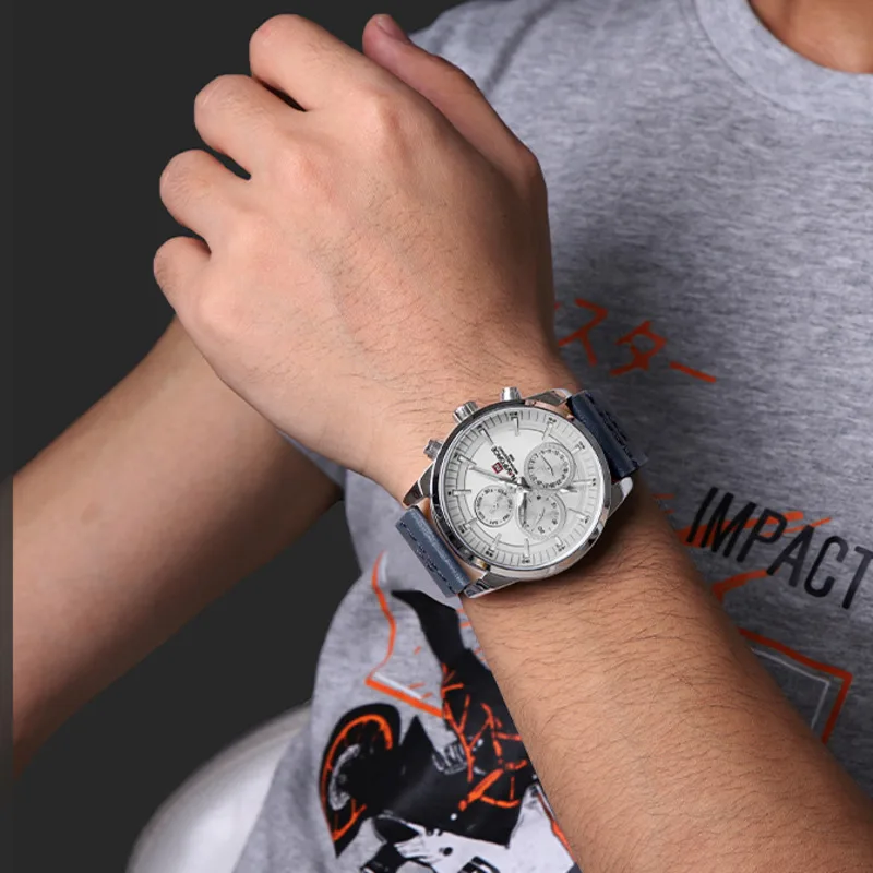 Quartz Watch For Men Top Brand Fashion Luxury Watch Waterproof Clock Date Week Sports Leather Band Men Watch Relogios Masculino