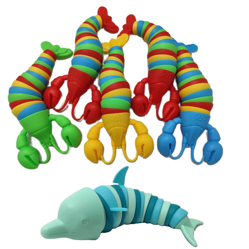 Colorful Slug lobsterToy Articulated Flexible 3D Slug Fidget Toy All Ages Relief Anti-Anxiety Sensory Toys for Children 2