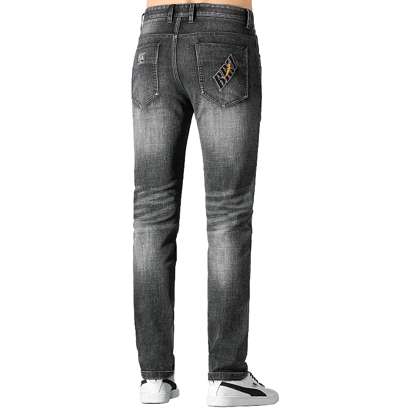 2024 Men's Winter Jeans Bruce&Shark Straight Leg  Grey Jeans Strech Loose Men's Casual Business Cowboy Pants Classic Embroidery 2