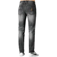 2024 Men's Winter Jeans Bruce&Shark Straight Leg  Grey Jeans Strech Loose Men's Casual Business Cowboy Pants Classic Embroidery 2