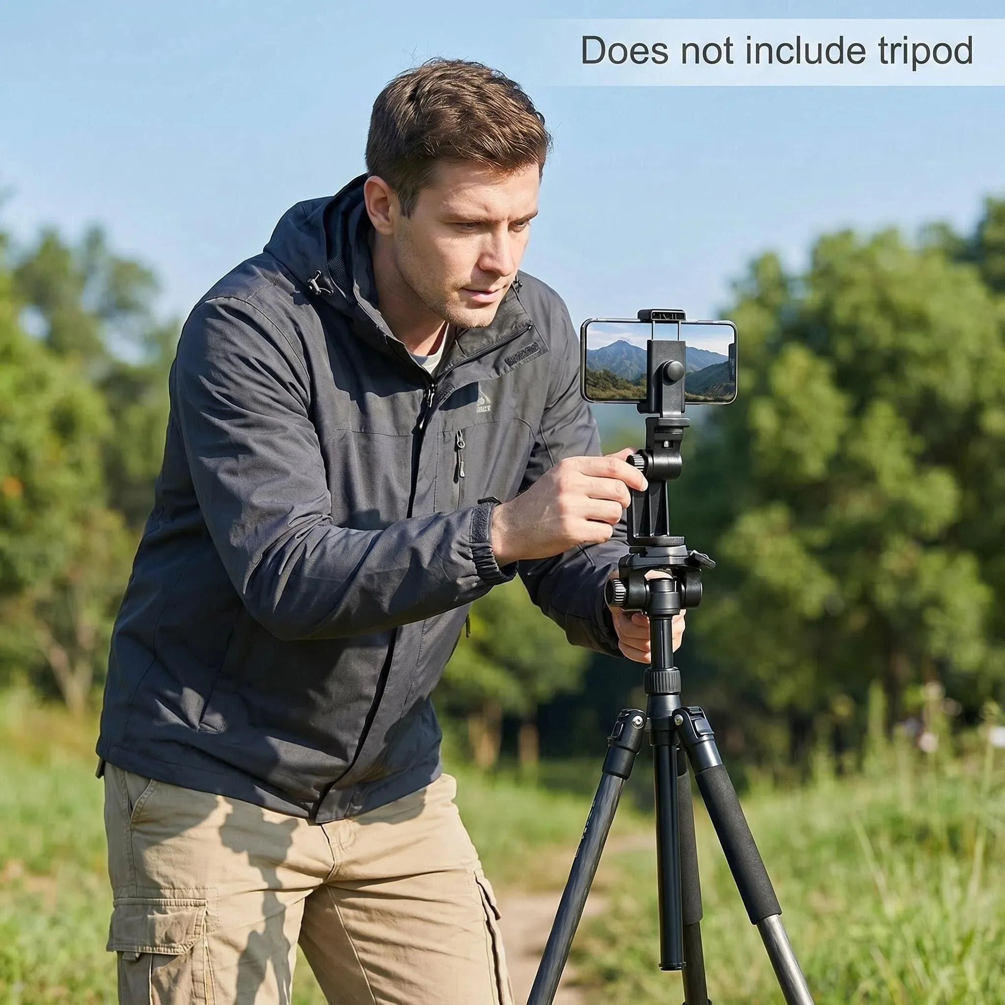 Supporto universale per treppiede con foro filettato da 1/4, rotazione a 360 gradi, supporto per treppiede per cellulare, clip per smartphone. - immagine 6