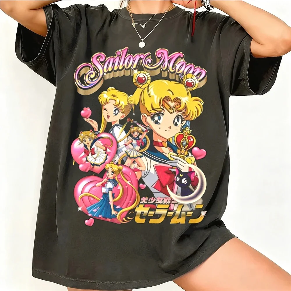 Retro 90s Anime Graphic Cotton Tee - Unisex Streetwear Casual Trend Shirt