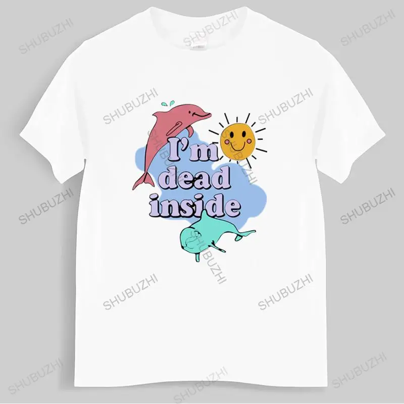 

Tshirt men cotton tops Dolphins I'M Dead Inside Sunshine Funny T-Shirt Black men t shirt euro size fashion shubuzhi brand tops