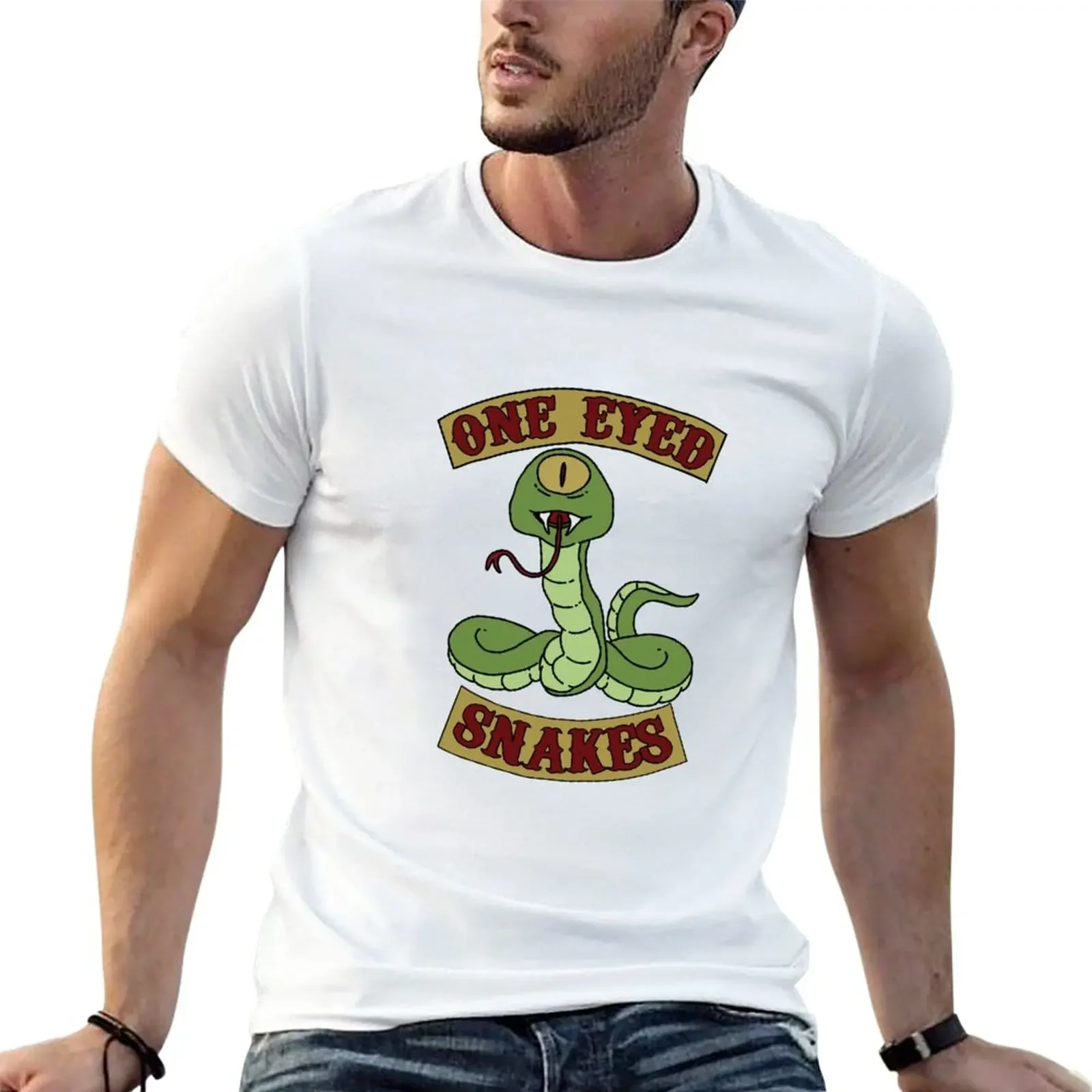 

One eyed snakes T-Shirt tops for a boy mens white t shirts