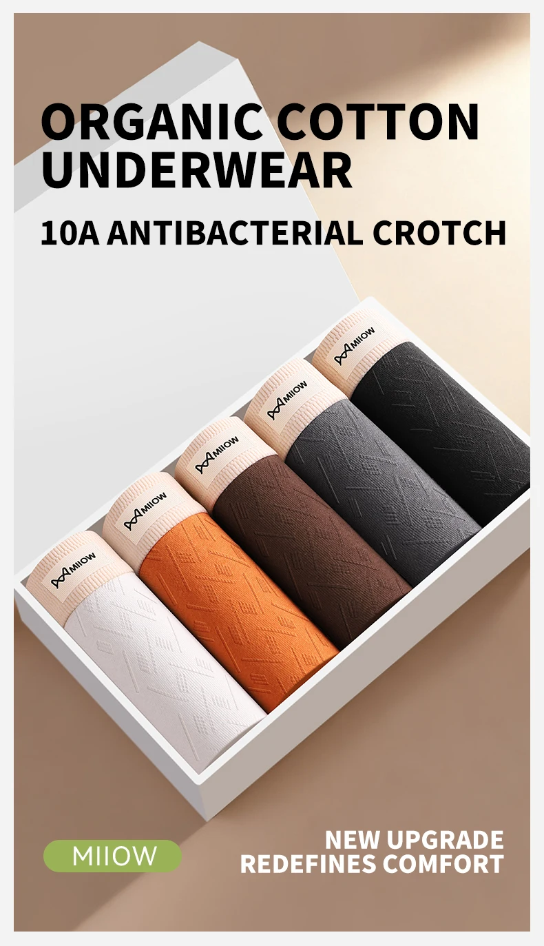 MiiOW 3-teilige Baumwoll-Herrenunterwäsche 10A Antibakterieller Schritt Herren-Slips Atmungsaktives Netzgewebe Herren-Unterhosen Weiche Herren-Boxershorts – Detail 2