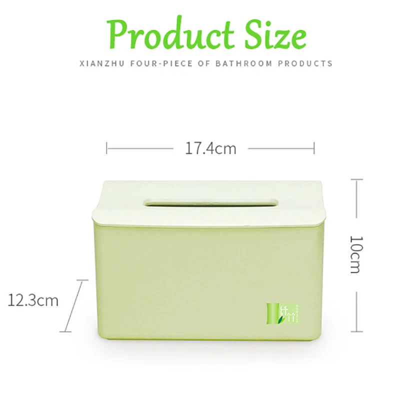 Green Eco-Friendly Bamboo Fiber Tissue Box Holder Toilet Paper Dispenser Storage Desk Car Home Kitchen Napkins Tissue Boxes 6