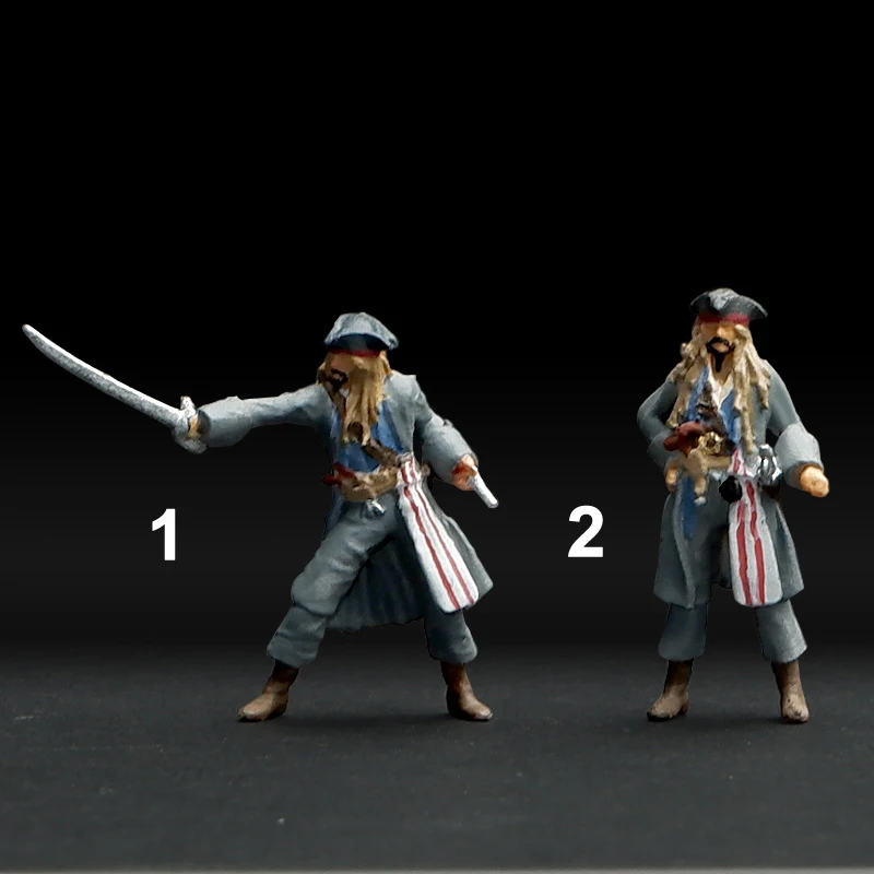 Resin Handmade painted 1/64 Pirate Captain Miniature Figure Model Props ...