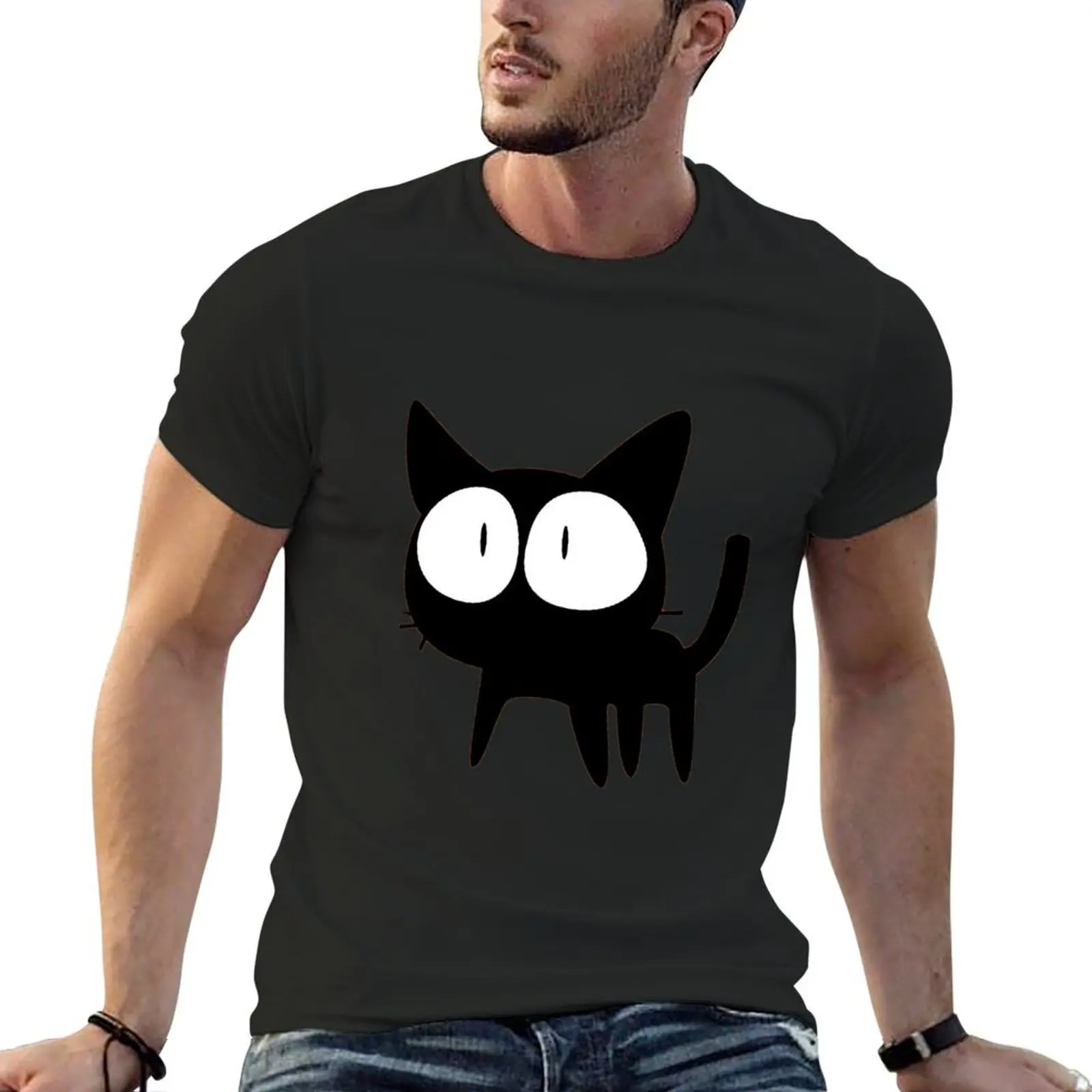 

FLCL Cat T-Shirt rapper graphic tees baggy shirts tops Men's t-shirts