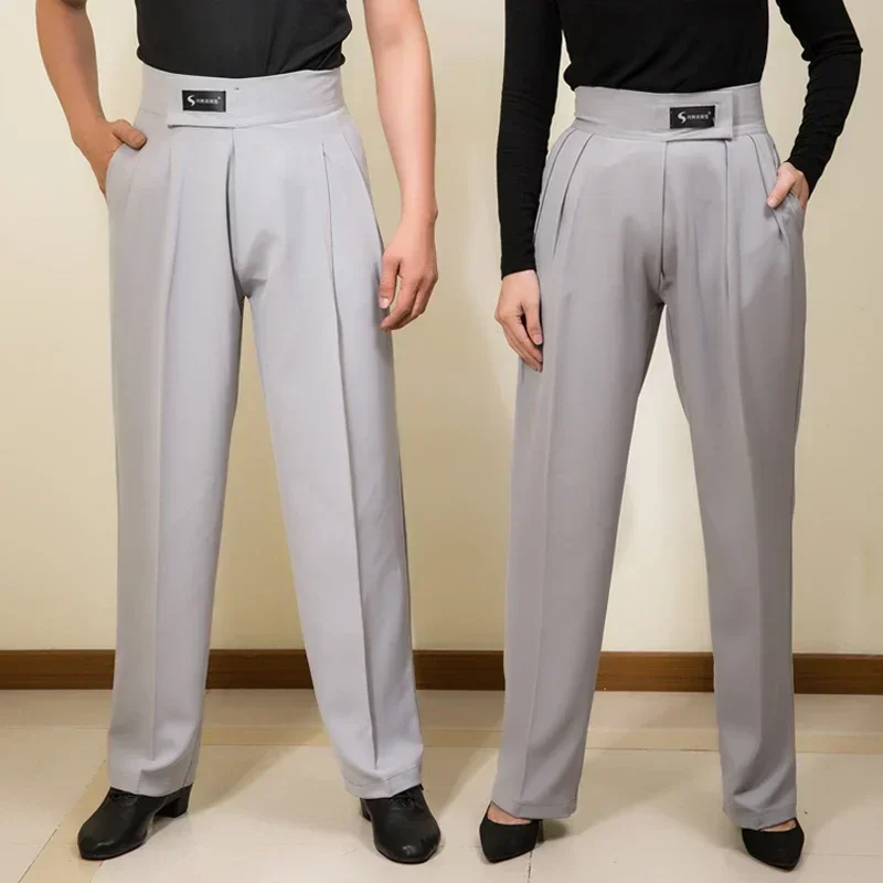 Dance Pants Men Women Latin Dance Pants Adult Ballroom Dance Competition High Waist Black Cha Cha Salsa Waltz Dancewear