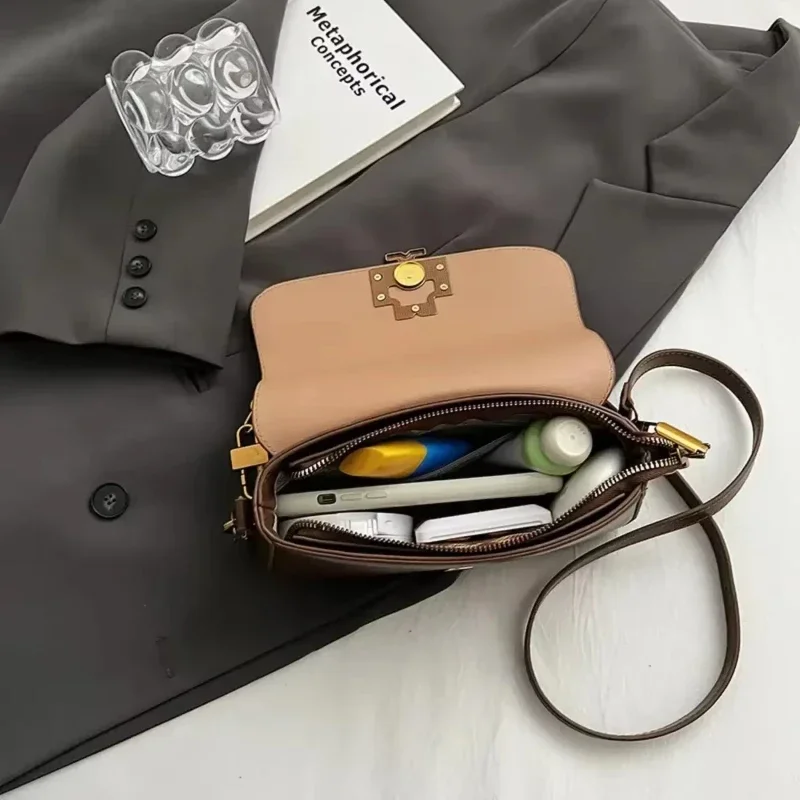 New Luxury Women Handbag Fashion One-Shoulder Diagonal Bag PU Leather Classic One Shoulder Crossbody Bag French Retro Tofu Bags