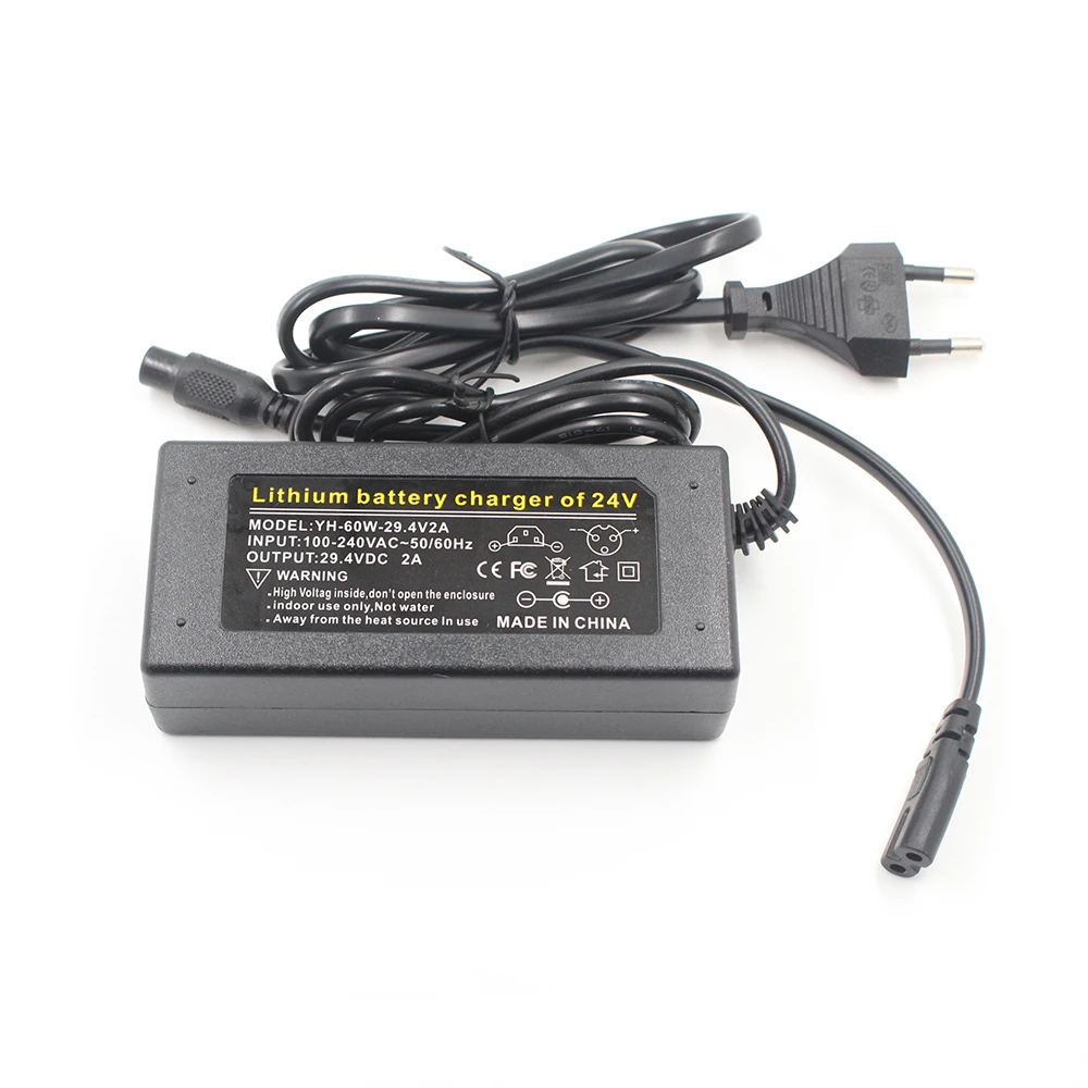 29.4V 2A Charger For 24V 18650 7 Series Lithium Battery Pack With 3-Pin XLR Socket Connector EU US AU UK