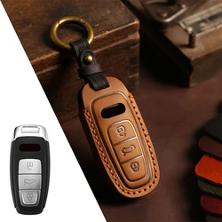 Deluxe Leather Car Key Case Cover - Premium Accessories (BROWN)