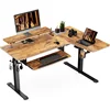 With Keyboard Tray, 61 "L-shaped Electric Adjustable Height Desk, Standing LED with Display, Dual Motor 1