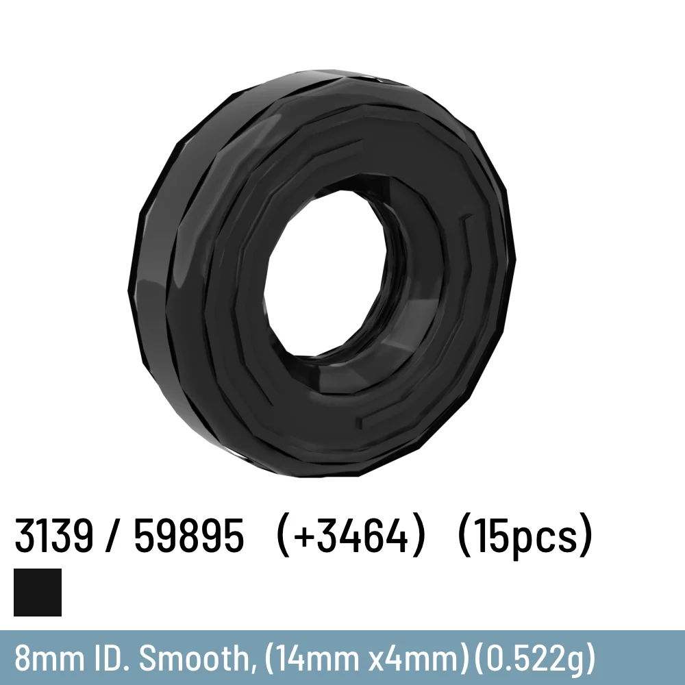 

15 Pcs / Lot DIY Building Blocks Size Compatible With 3139 / 59895（+3464） Brick Plastic 8mm ID. Smooth, (14mm x4mm)