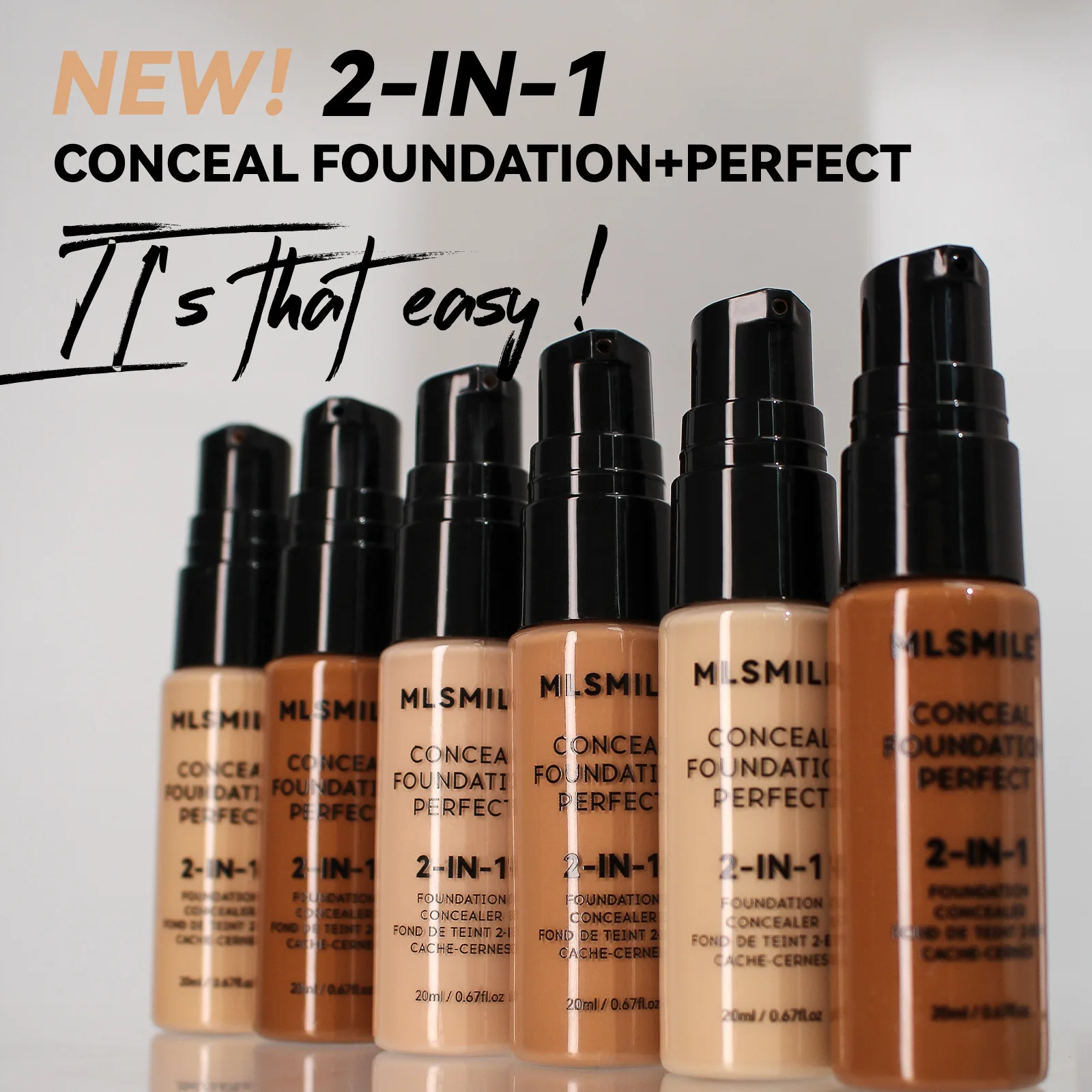 Powder Foundation Waterproof 6 color long-Lasting Moisturing Sweat resistant Oil-control concealer
