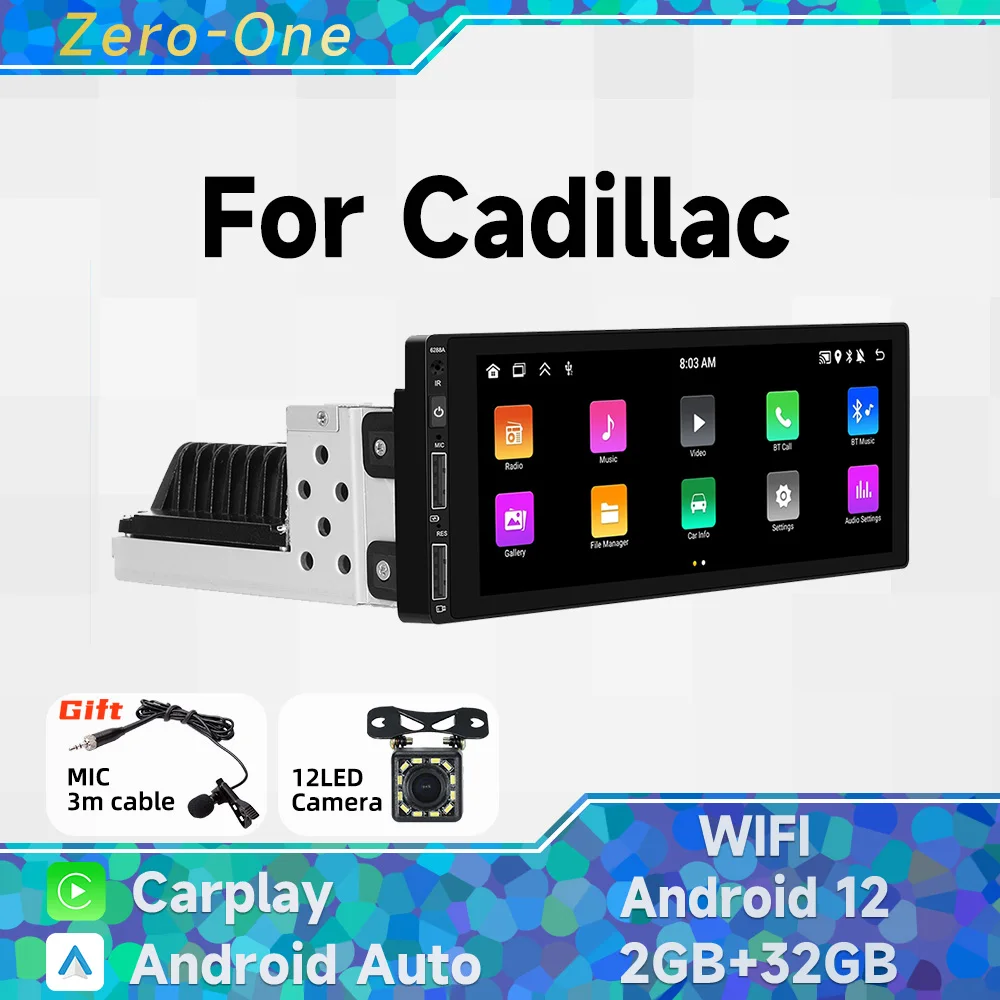 

1Din Radio Android 13 Car Multimedia for Cadillac Universal 6.9 Inch Screen Stereo Head Unit Wireless Carplay Autoradio GPS WiFi