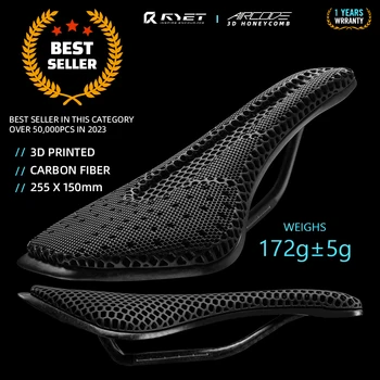 RYET Full Carbon 3D-gedruckter Sattel, ultraleicht, hohl, bequem, atmungsaktiv, für MTB, Rennrad, Rennrad, Fahrradsitz, Fahrradzubehör 1