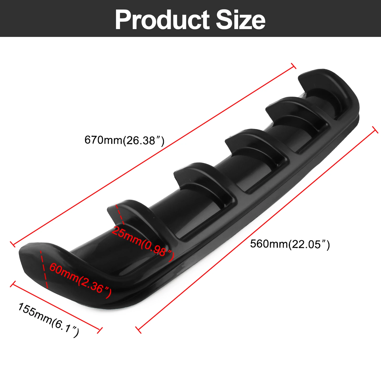 Car Bumper Spoiler Bumper Protector New Durable 25"x 5" Universal Car Kit Rear Bumper Cover Trim Shark Fin Spoiler Lip Diffuser Automoble Bumper Protector